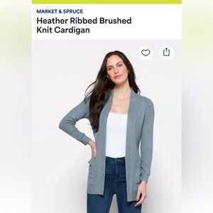 Market & Spruce Gray Ribbed Open-Front Cardigan